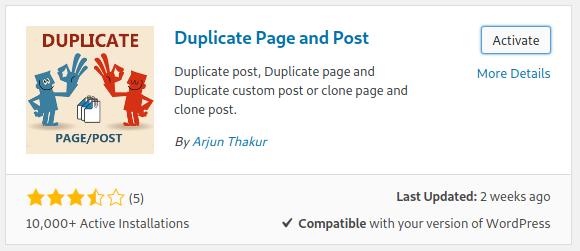 plugin duplicate page and post