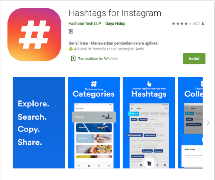 aplikasi pencari hastag instagram - hashtags for instagram