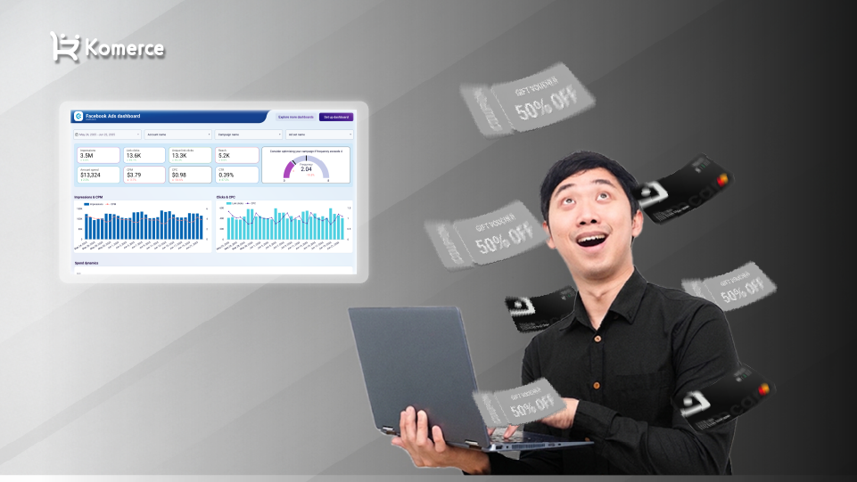 ilustrasi orang mengoperasikan facebook ads